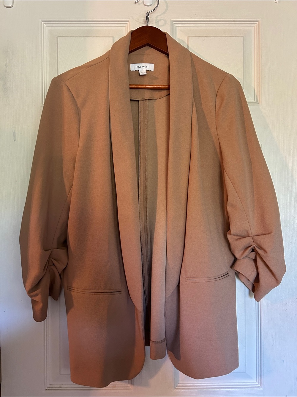 Nine West Women's Camel Open-Front Draped Blazer